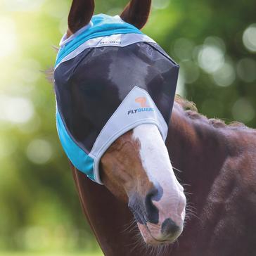 Green Shires FlyGuard Pro Fine Mesh Fly Mask with Ear Holes Teal
