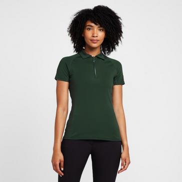 Green Horze Womens Tiana Pique Short Sleeve Polo Shirt Mountain View Green