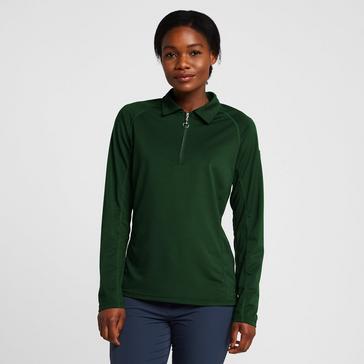 Green Horze Womens Tiana Pique Long Sleeve Polo Shirt Mountain View Green