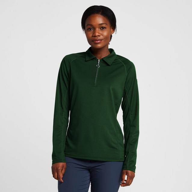 Green Horze Womens Tiana Pique Long Sleeve Polo Shirt Mountain View Green image 1