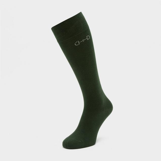 Green Horze Ladies Crystal Detail Knee Socks Mountain View Green image 1