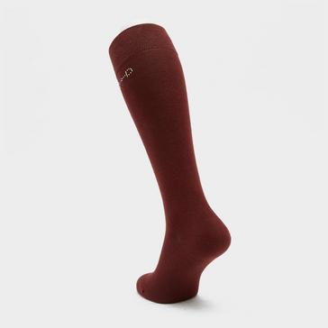Red Horze Ladies Crystal Detail Knee Socks Burgundy Red Mahogany