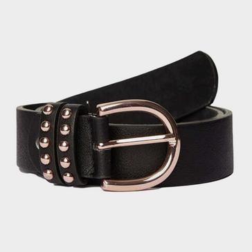 Black Horze Womens Leather Belt With Rose Gold Detailing Black