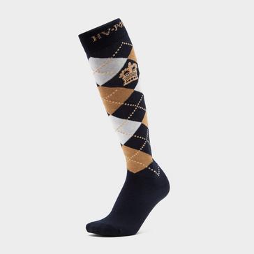 Blue HV Polo Argyle Socks Navy/Sand/Gold