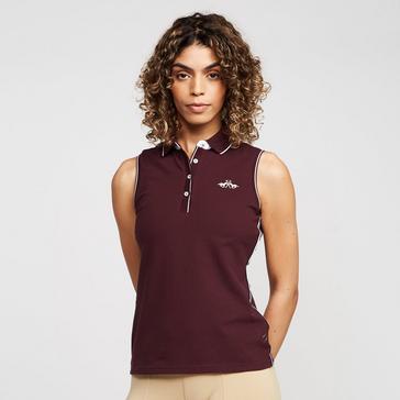 Red HV Polo Womens Lia Sleeveless Polo Shirt Dark Berry