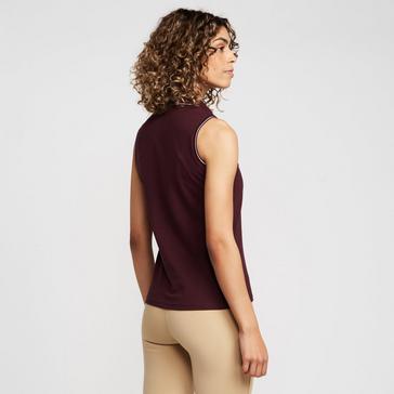 Red HV Polo Womens Lia Sleeveless Polo Shirt Dark Berry