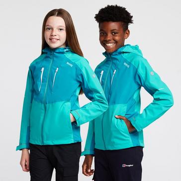 Green Regatta Childs Highton III Waterproof Jacket Turquoise/Enamel