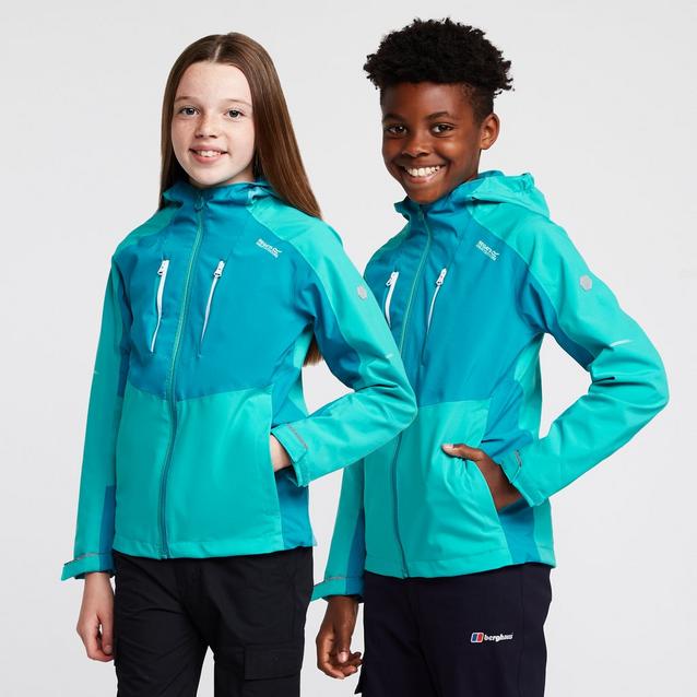 Green Regatta Childs Highton III Waterproof Jacket Turquoise/Enamel image 1