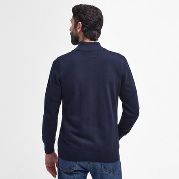 Blue Barbour Mens Pima Cotton Half Zip Knitted Jumper Navy