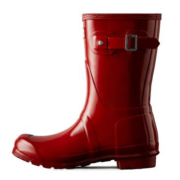 Red Hunter Womens Original Short Gloss Wellington Boots Military Red