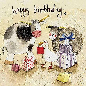  Alex Clark Square Birthday Card Farmyard Presents