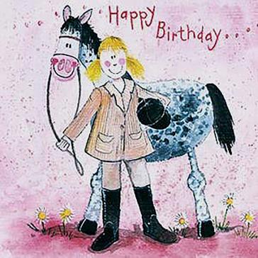  Alex Clark Square Birthday Card Girl & Horse