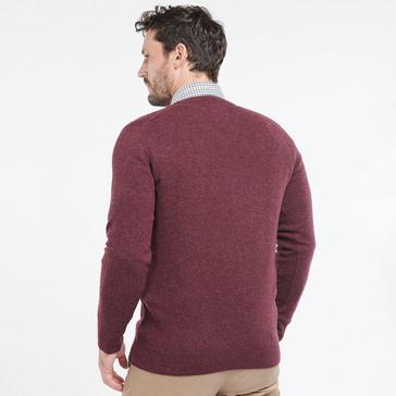 Red Barbour Mens Essential Lambswool V Neck Sweater Merlot