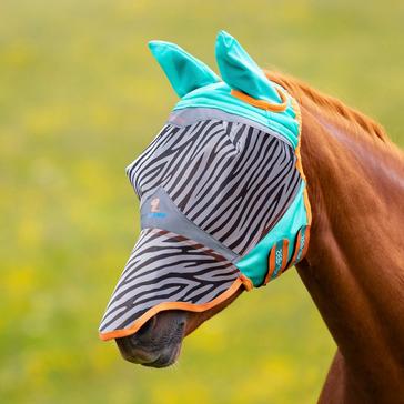 White Shires FlyGuard Pro Zeb-Tek Fly Mask Zebra Print