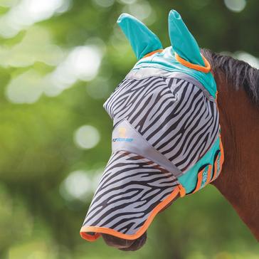 White Shires FlyGuard Pro Zeb-Tek Fly Mask Zebra Print