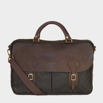 Green Barbour Wax Leather Briefcase Olive