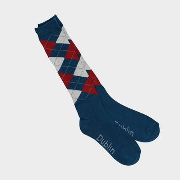 Blue Dublin Argyle Socks Red/Navy/White