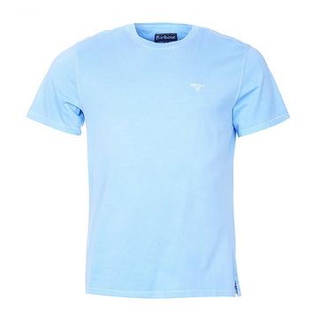 Blue Barbour Mens Garment Dyed T-shirt Sky