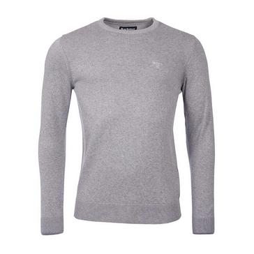 Grey Barbour Mens Pima Cotton Crew Neck Sweater Grey Marl