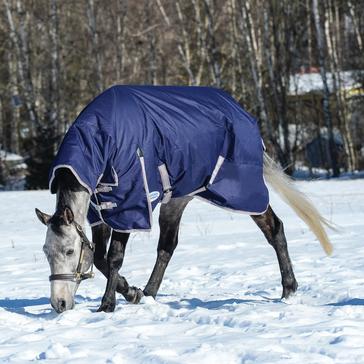 Blue WeatherBeeta ComFiTec Essential 360g Heavy Weight Combo Neck Turnout Rug Navy/Silver/Red