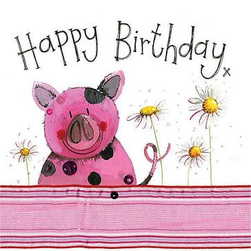  Alex Clark Little Sparkle Card Pig & Daisies
