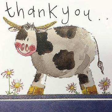 Multi Alex Clark Little Sparkle Card Cow Thank You