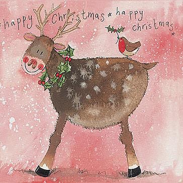  Alex Clark Medium Square Christmas Card 5 Pack Reindeer