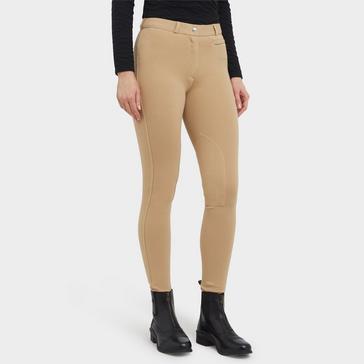Beige Dublin WomensSupa-Fit Zip Up Knee Patch Jodhpurs Beige