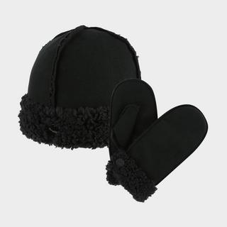 Corbina Hat and Mitt Set Black/Black