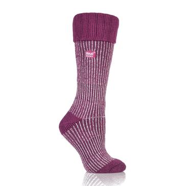 Pink Heat Holders Womens Ribbed Boot Socks Berry Pink