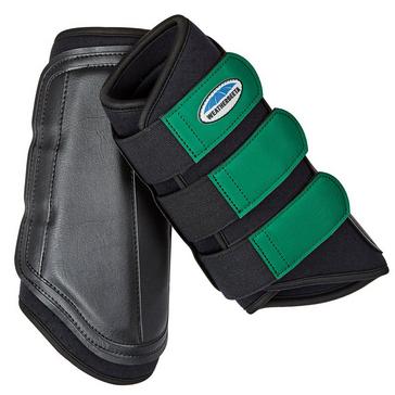 Green WeatherBeeta Single Lock Brushing Boots Black/Emerald 