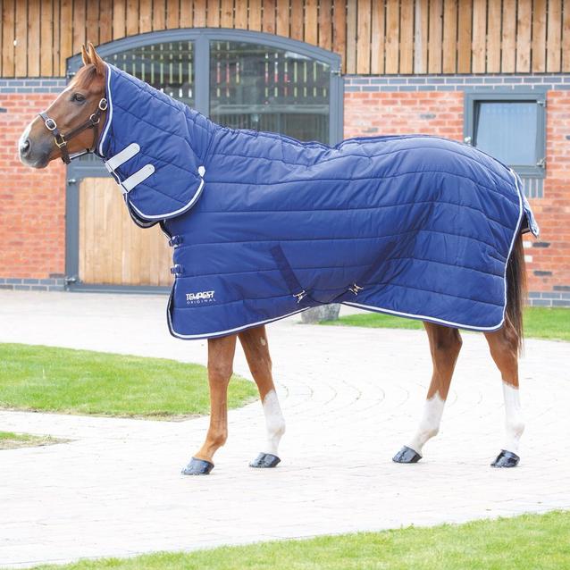 Blue Shires Shires Tempest Original 200g Medium Weight Combo Neck Stable Rug Navy/Grey image 1