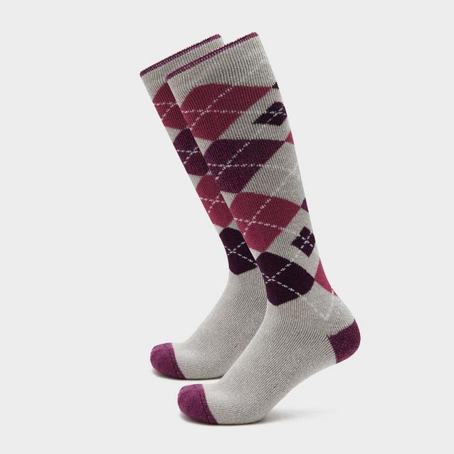 Heat Holders Ladies Lite Long Socks Grey/Pink image 1