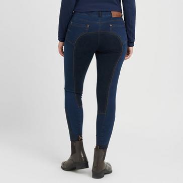 Blue Dublin Womens Supa-Fit Zip Up Knee Patch Jodhpurs Navy