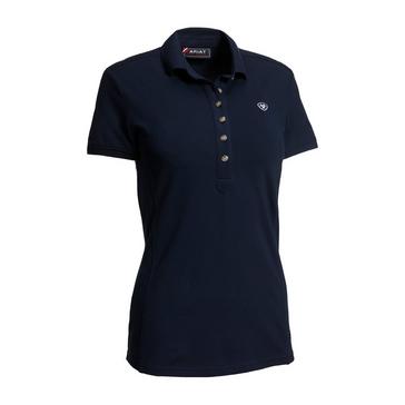 Navy Ariat Womens Prix 2.0 Short Sleeved Polo Shirt Navy