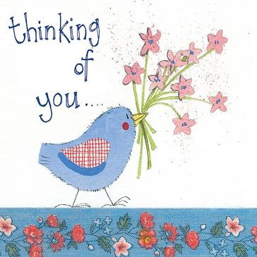  Alex Clark Sparkle Card Thinking of You Bird & Flowers