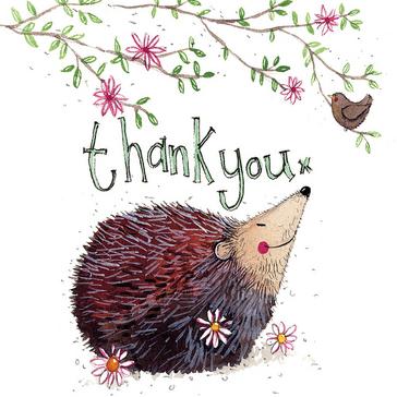Multi Alex Clark Sparkle Card Thank You Hedgehog