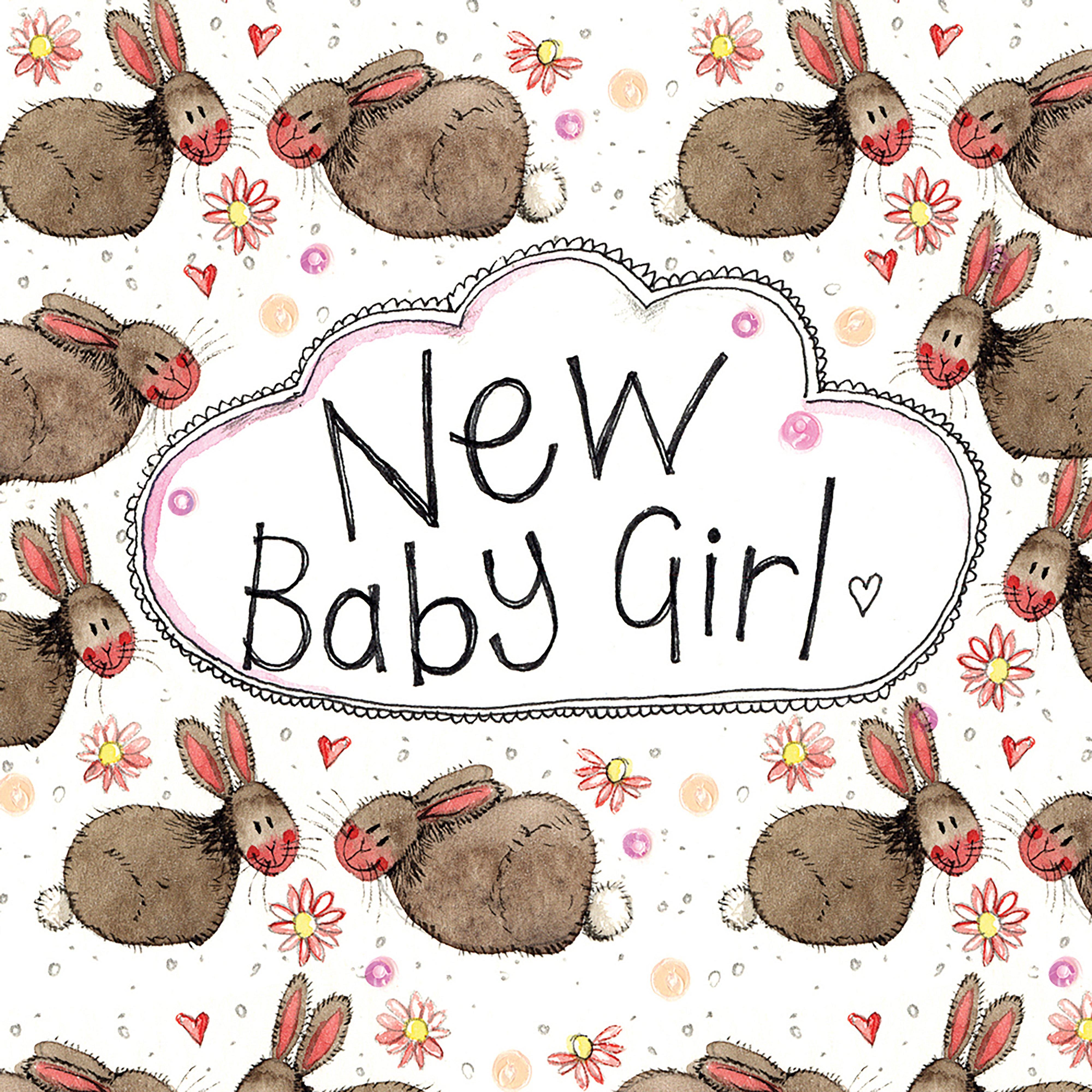 Little Sparkle Card Rabbit New Baby Girl