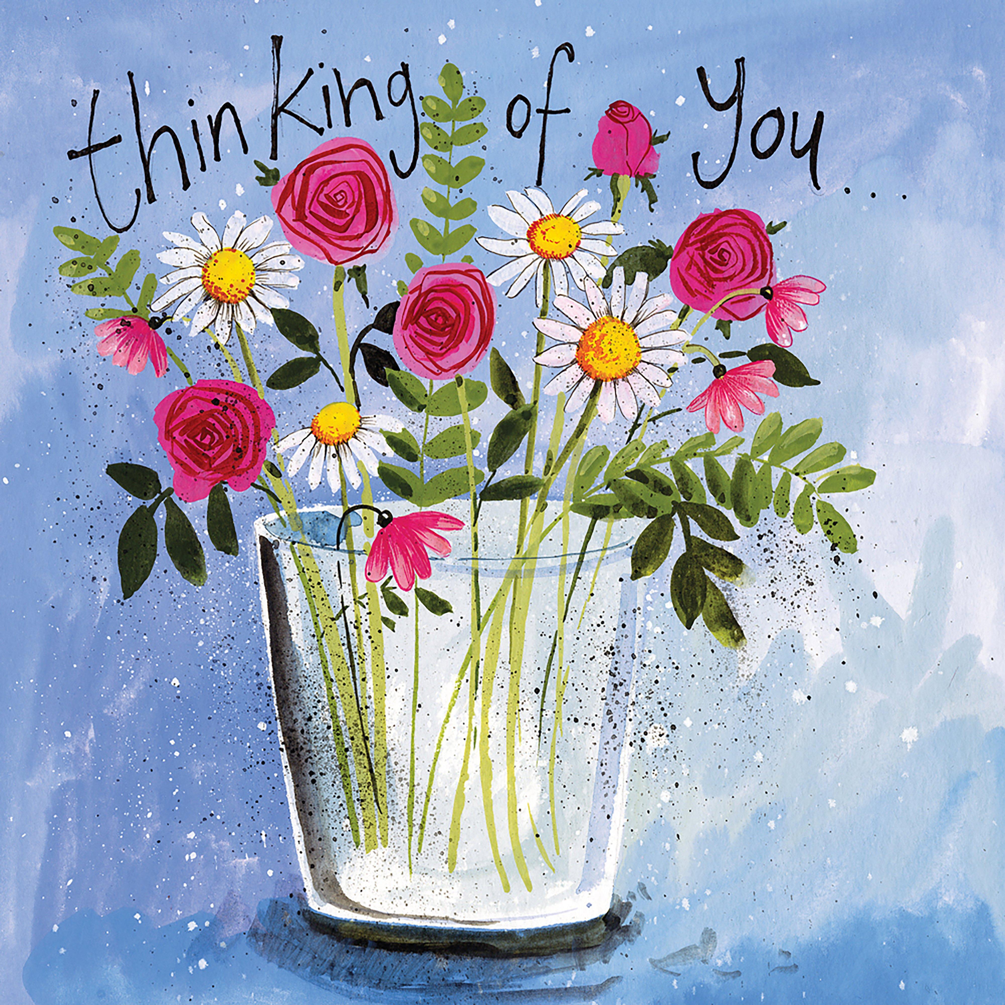 Thinking Of You Card Vase Of Flowers