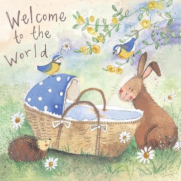 Multi Alex Clark New Baby Card Welcome To The World Bunny