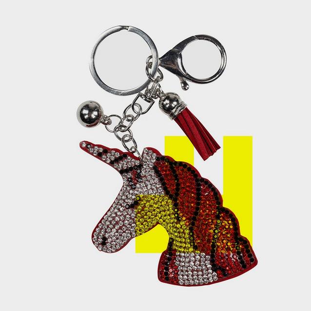 Red Horze Unicorn Head Keychain Red/Silver image 1