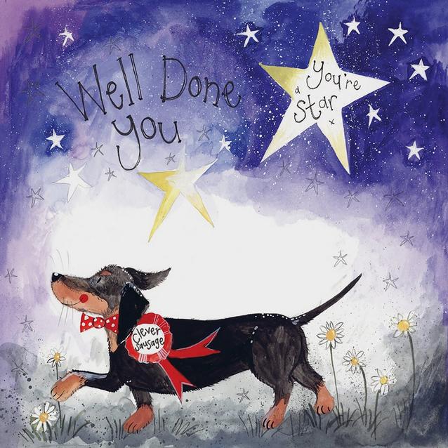  Alex Clark Starlight Sausage Dog Congratulations Card image 1