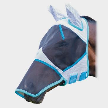 White Bridleway Bug Stoppa Fly Mask with Nose White/Blue