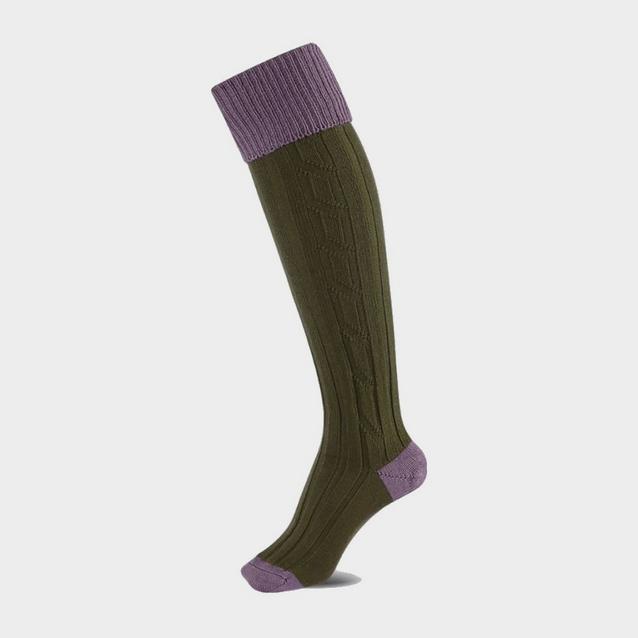 Green Alan Paine Ladies Country Socks Lilac/Olive image 1