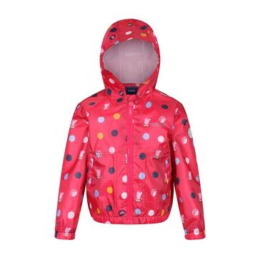 Pink Regatta Kids Muddy Puddle Jacket Bright Blush Polka Dot