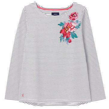 Blue Joules Womens Harbour Print Top French Navy Floral Placement Stripe