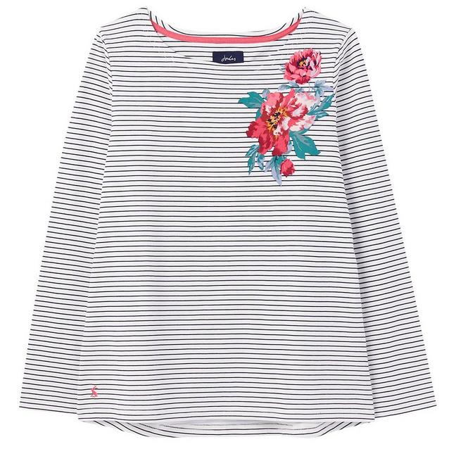 Blue Joules Womens Harbour Print Top French Navy Floral Placement Stripe image 1
