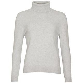 Ladies Pendle Roll Neck Sweater Pale Grey Marl/Hessian Tartan