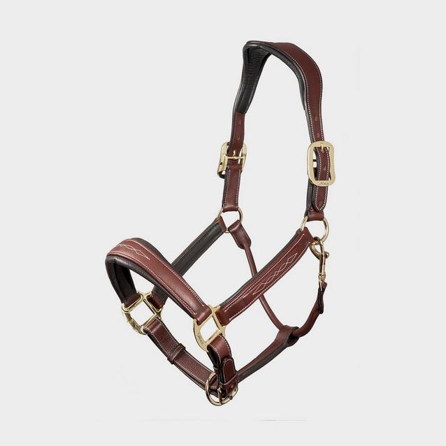 Brown LeMieux Stitched Leather Headcollar Brown image 1