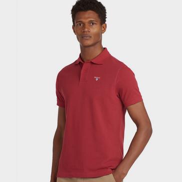 Red Barbour Mens Sports Polo Shirt Biking Red